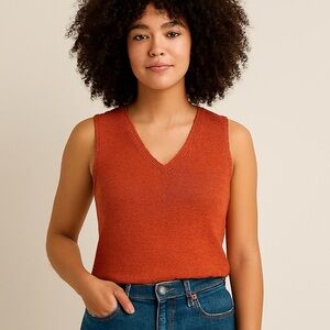 Coquine Concept Orange Sleeveless Sweater Vest Size Small